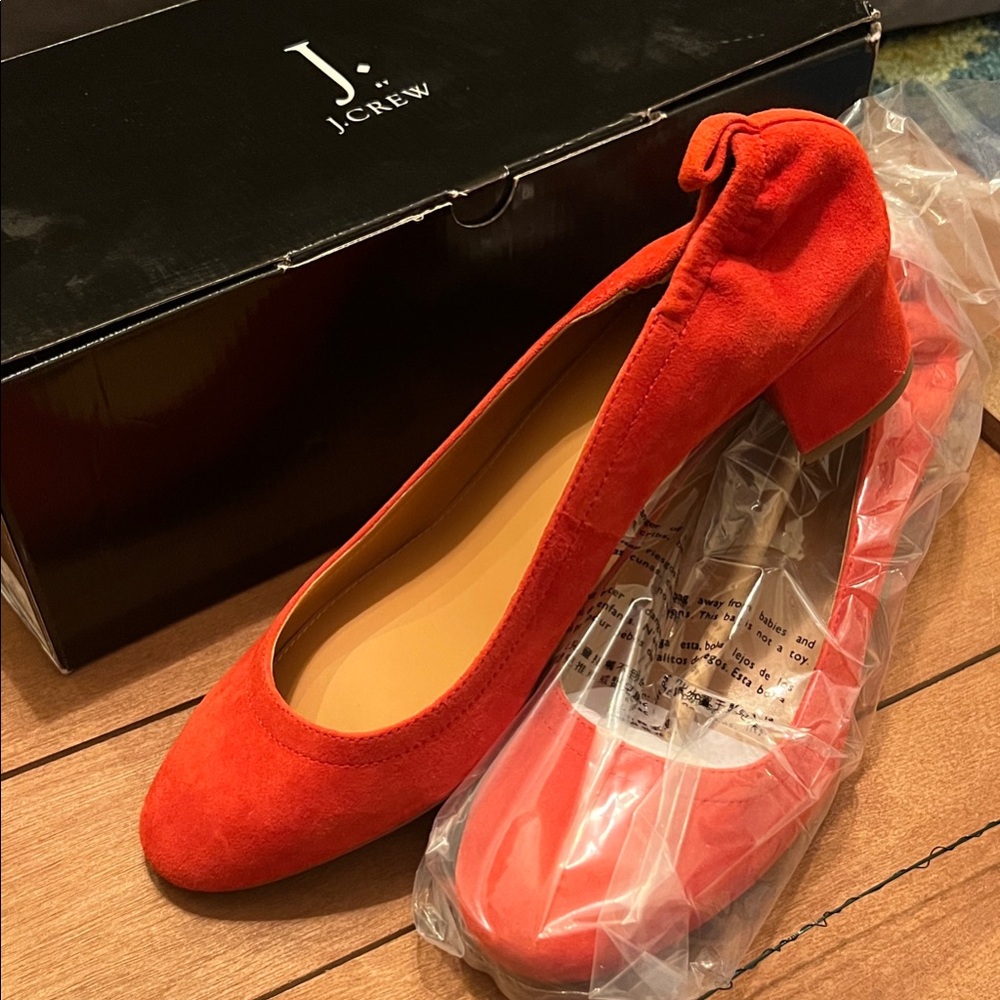 J. Crew Women's Vibrant Red Suede Flats